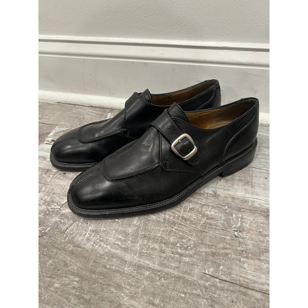 Joseph Abboud Mens Shoes Black Leather Single Monk Strap Dress Oxfords Size 10D
